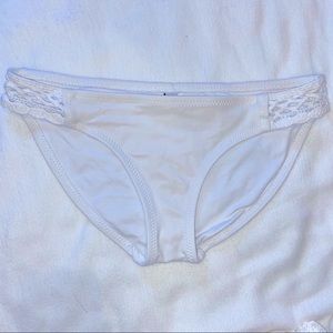 BECCA White Bikini Bottom w/ Crochet Detail